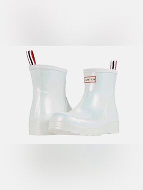 Hunter Short Iridescent Rain Boots - Pearlescent White